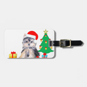 Weihnachtsbaum, süßer Yorkshire-Welpe & Geschenke Gepäckanhänger