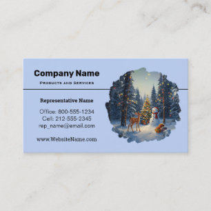 Weihnachtsbaum Szene Niedlich Hirschgewächse Snowm Visitenkarte