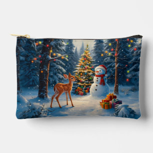 Weihnachtsbaum-Szene Süßer Hirsch Reh Schneemann Zubehörtasche