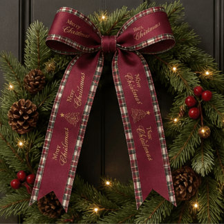 Weihnachtsbaum-Tartan-Familienname Satinband