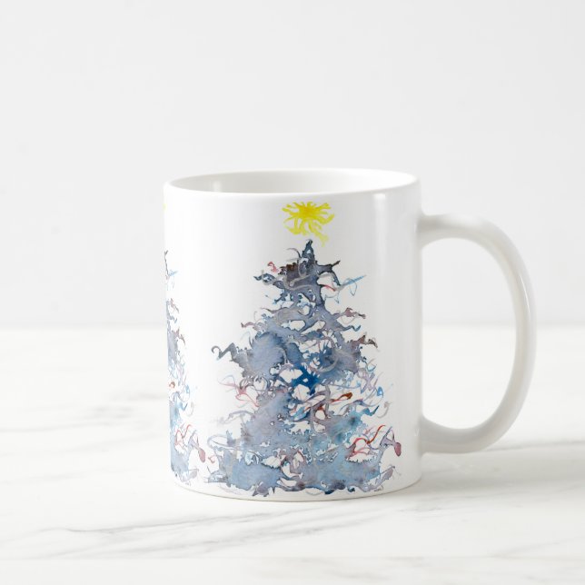 Weihnachtsbaum-Tasse, blau Kaffeetasse (Rechts)
