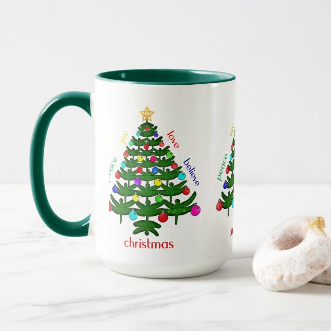 Weihnachtsbaum-Tasse Tasse (Mit Donut)