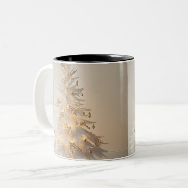 Weihnachtsbaum-Tasse Zweifarbige Tasse (Vorderseite Links)