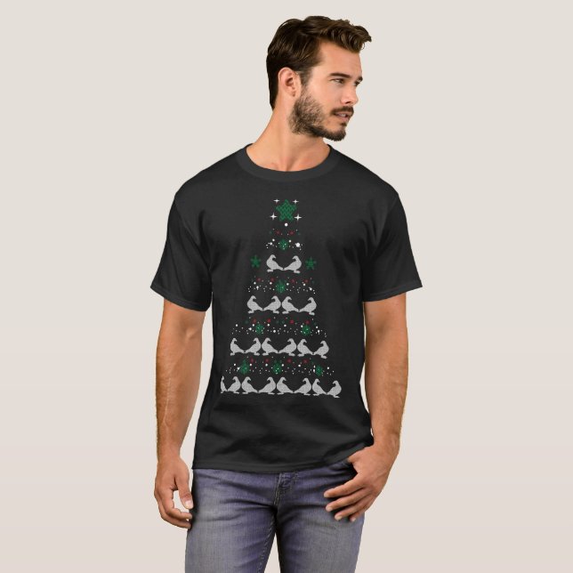 Weihnachtsbaum-Tauben-hässliches T-Shirt (Vorne ganz)
