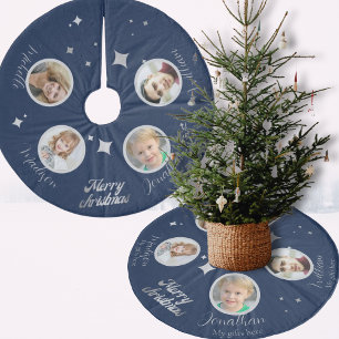 Weihnachtsbaum-Teppich blau Foto-Geschenk-Platzier Fleece Weihnachtsbaumdecke