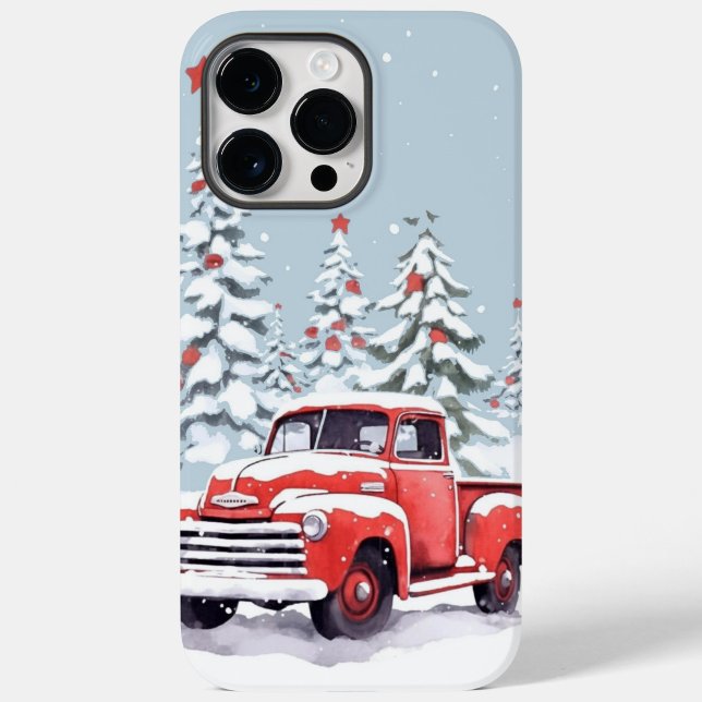 Weihnachtsbaum Truck Case-Mate iPhone Hülle ("Vintage red truck vibes all winterlong.")