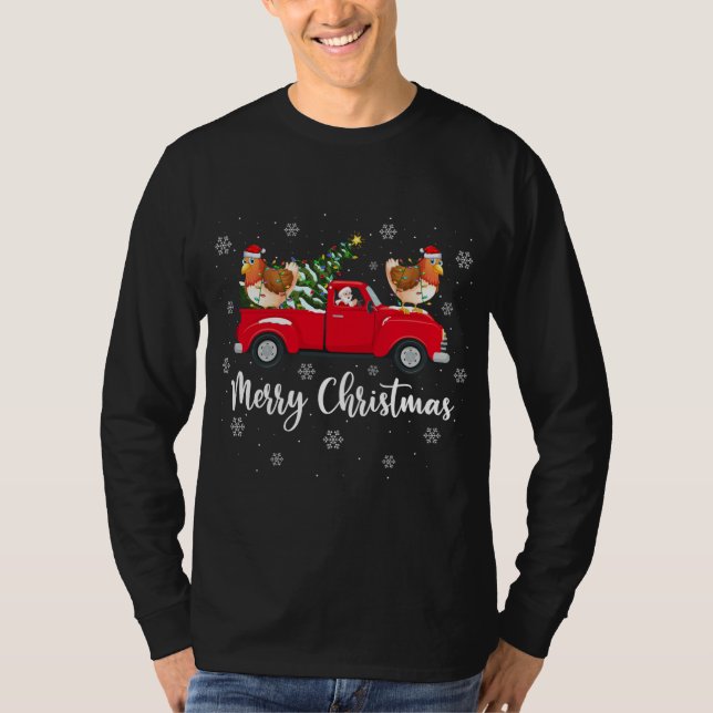 Weihnachtsbaum Truck Chicken Bird Chr T-Shirt (Vorderseite)
