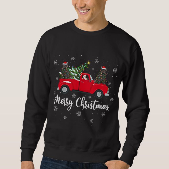 Weihnachtsbaum Truck Schnauzer Dog Ch Sweatshirt (Vorderseite)