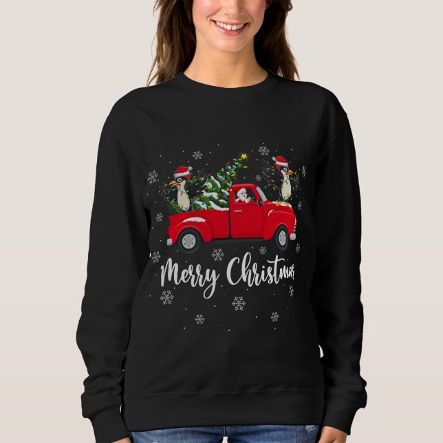 Weihnachtsbaum Truck Woodpecker Bird Sweatshirt (Vorderseite)