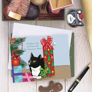 Weihnachtsbaum Tuxedo Cat Feiertagspostkarte