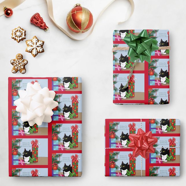 Weihnachtsbaum Tuxedo Cat Geschenkpapier Set (Von Creator hochgeladen)