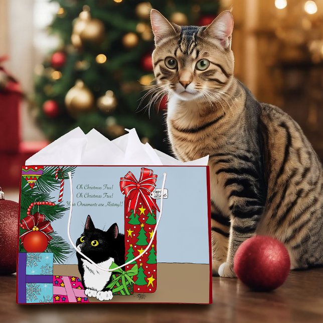 Weihnachtsbaum Tuxedo Cat Große Geschenktüte (Von Creator hochgeladen)