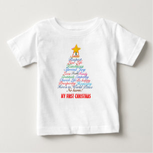Weihnachtsbaum Typografie Baby's First Christmas Baby T-shirt