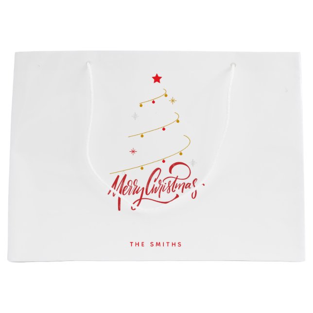 Weihnachtsbaum-Typografie-Script Minimalistisch Große Geschenktüte (Vorderseite)