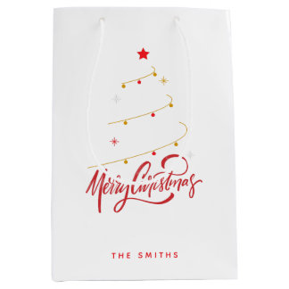 Weihnachtsbaum-Typografie-Script Minimalistisch Mittlere Geschenktüte