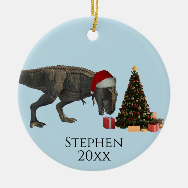 Weihnachtsbaum Tyrannosaurus T-rex Keramik Ornament (Vorne)