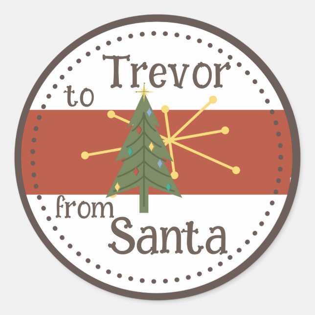 Weihnachtsbaum und Astro-Star-Geschenkanhänger Runder Aufkleber (Vorderseite)