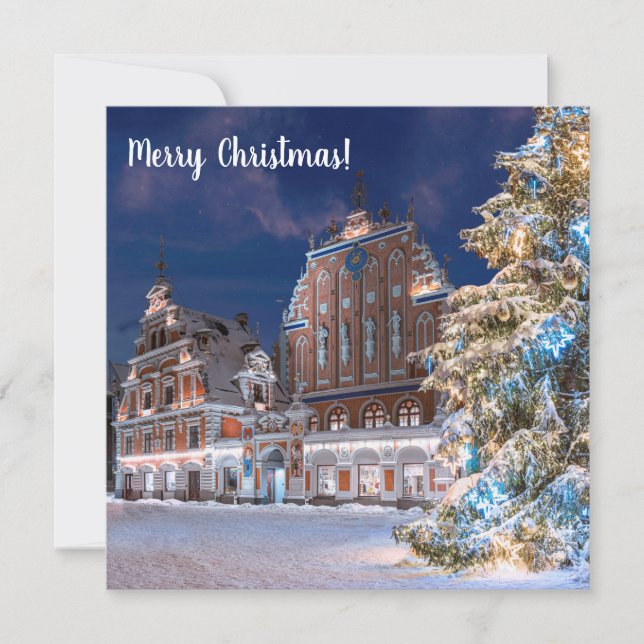 Weihnachtsbaum und Blackheads Haus in Riga (Vorderseite)