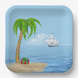 Weihnachtsbaum und -boot pappteller