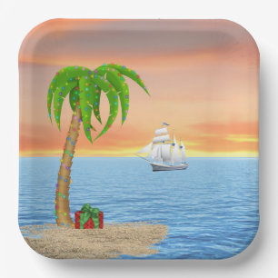 Weihnachtsbaum und -boot pappteller