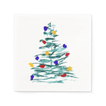Weihnachtsbaum und Bulben Papier Napkin