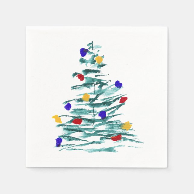 Weihnachtsbaum und Bulben Papier Napkin Serviette (Vorderseite)