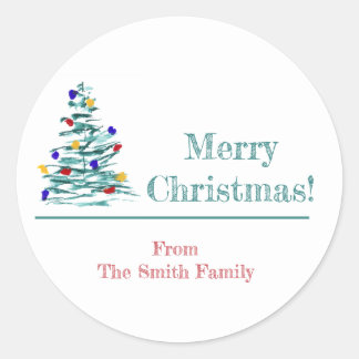 Weihnachtsbaum und Bulbs Geschenksticker Runder Aufkleber