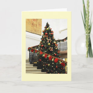 Weihnachtsbaum und -dekorationen feiertagskarte