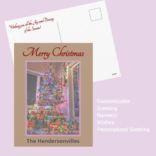 Weihnachtsbaum und Dorffotografie Feiertagspostkarte