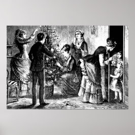 Weihnachtsbaum und Familienskizze Poster