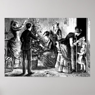 Weihnachtsbaum und Familienskizze Poster