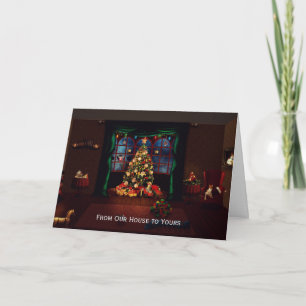 Weihnachtsbaum und gemütlicher Weihnachtsbaum Karte