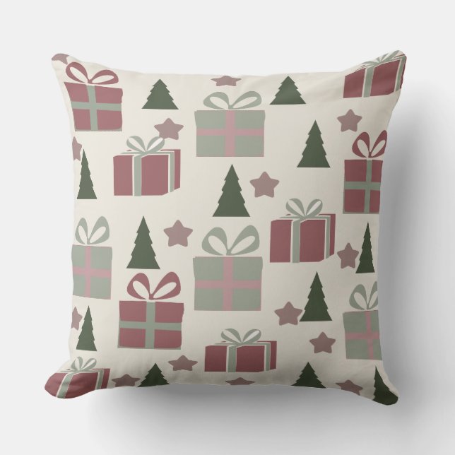 Weihnachtsbaum und Geschenkboxen Muster Kissen (Vorderseite)