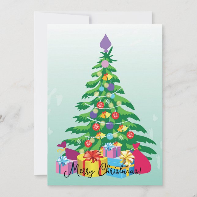 Weihnachtsbaum und Geschenke Einladung (Vorderseite)