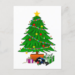 Weihnachtsbaum und Geschenke Feiertagspostkarte