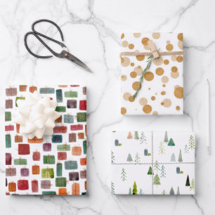 Weihnachtsbaum und Geschenke Geschenkpapier Set