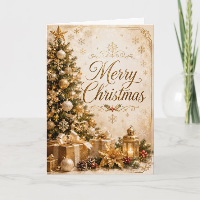 Weihnachtsbaum und Geschenke Karte (Vorderseite)