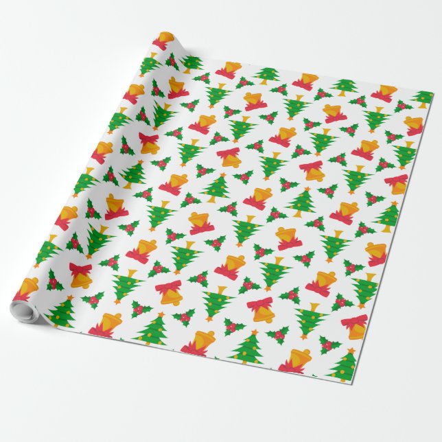 Weihnachtsbaum und Glockenmuster Verpackung pa Geschenkpapier (Ungerollt)