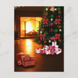 Weihnachtsbaum und Kamin Postkarte