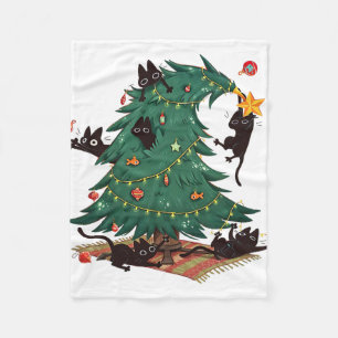 Weihnachtsbaum und Katze Süße Weihnachten Katzenli Fleecedecke