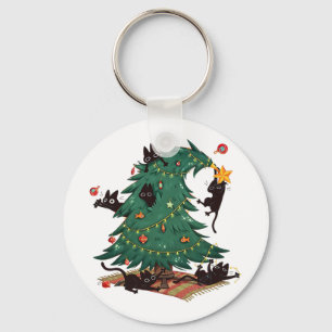 Weihnachtsbaum und Katze Süße Weihnachten Katzenli Schlüsselanhänger