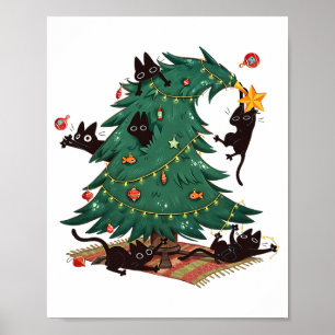 Weihnachtsbaum und Katze Süßer Weihnachten Katzenl Poster