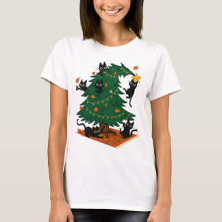 Weihnachtsbaum und Katze T-Shirt