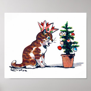 Weihnachtsbaum und Kitten, Louis Wain Poster