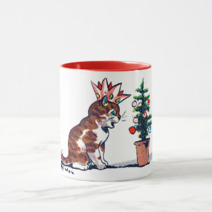 Weihnachtsbaum und Kitten, Louis Wain Tasse