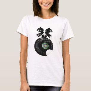 Weihnachtsbaum und -logo, schwarzer Rasen, T-Shirt