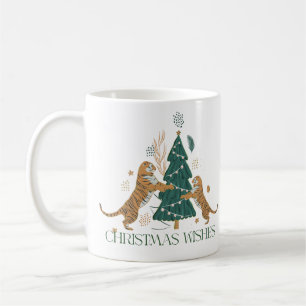 Weihnachtsbaum und Niedliche Tiger Kaffeetasse