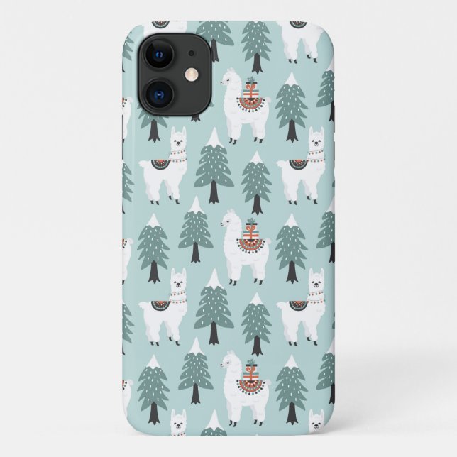 Weihnachtsbaum und niedliches Lammmuster Case-Mate iPhone Hülle (Rückseite)