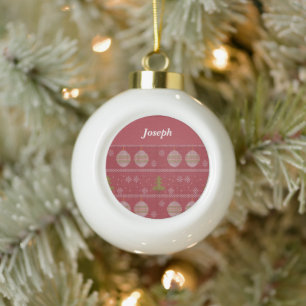 Weihnachtsbaum und Ornament gewebt rot