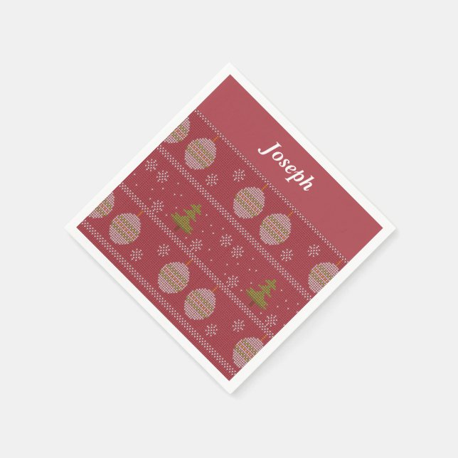 Weihnachtsbaum und Ornament rot Serviette (Ecke)